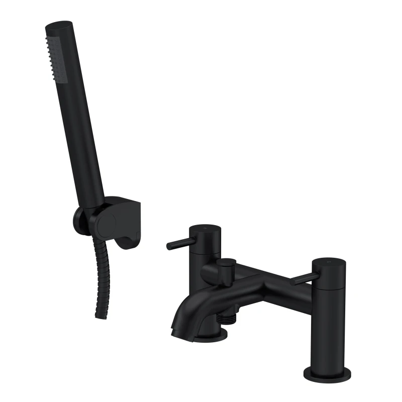 Image of BALTERLEY Round Bath Shower Mixer Tap with Shower Kit - Matt Black Balterley BTB404