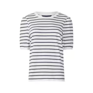 Image of French Connection Striped Puff-Sleeved Top - White