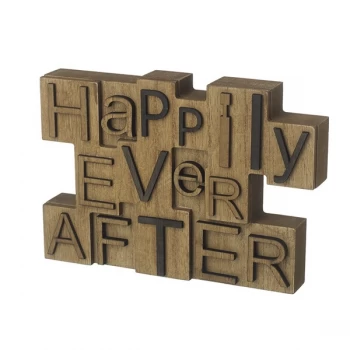 Image of Happily Ever After Wooden Block Sign By Heaven Sends