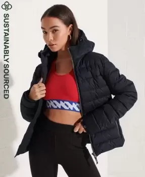 Image of Superdry Womens Metallic Fuji Puffer Jacket Black / Black Metallic - Size: 8