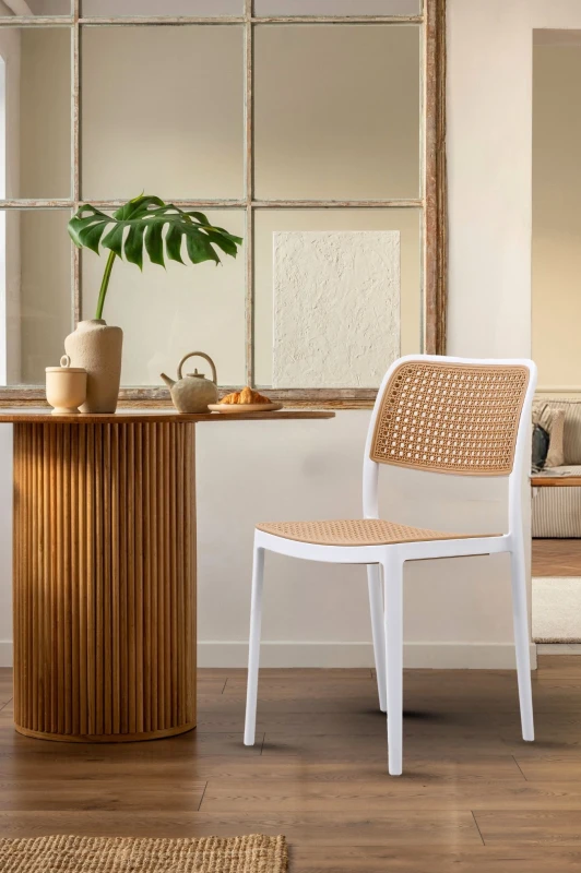 Image of Fusion Living White Plastic Cafe Dining Chair White Unisex