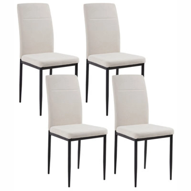 Image of Beliani Set Of 4 Dining Chairs Riner Fabric Light Beige