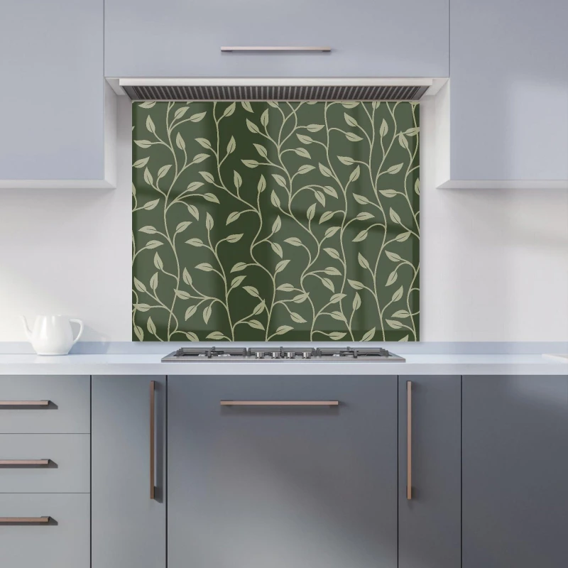 Image of Warren Reed - Designer Green Shrub With Leaves Kitchen Splashback Size: 700mm x 650mm Green Unisex 700mm x 650mm