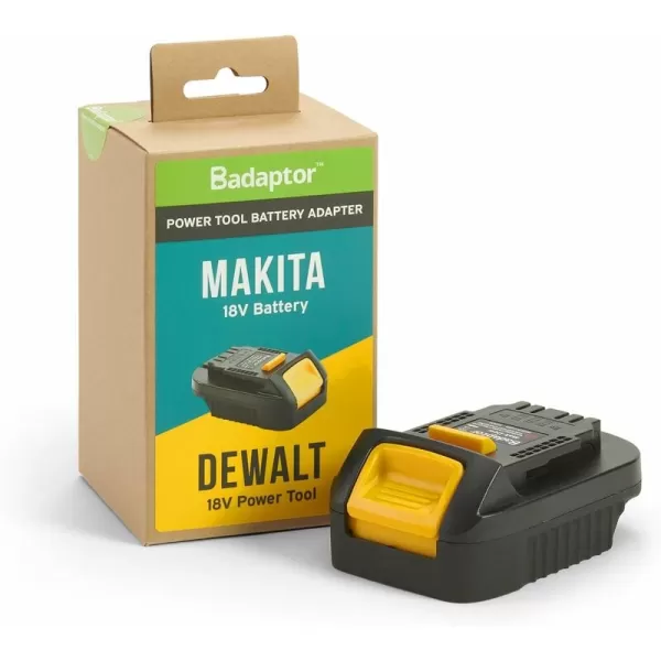 Image of Badaptor 18V battery adapter compatible with Makita batteries For use on DEWALT - Black