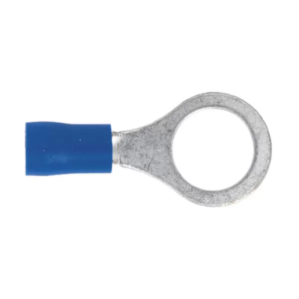 Image of Genuine SEALEY BT23 Easy-Entry Ring Terminal Ø10.5mm (3/8) Blue Pack of 100
