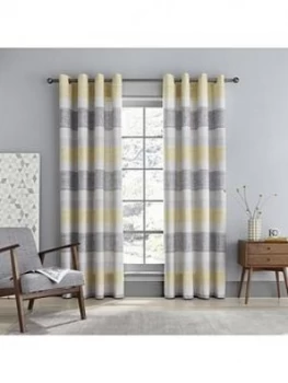 Image of Catherine Lansfield Tallin Stripe Eyelet Curtains