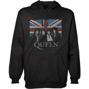 Image of Queen - Vintage Union Jack Unisex Medium Pullover Hoodie - Black