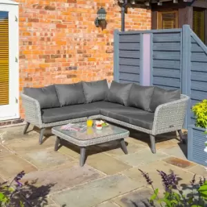 Image of Rowlinson Hanoi Corner Sofa Set with Wooden Legs, Grey