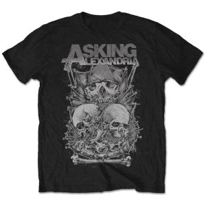 Image of Asking Alexandria - Skull Stack Unisex Medium T-Shirt - Black