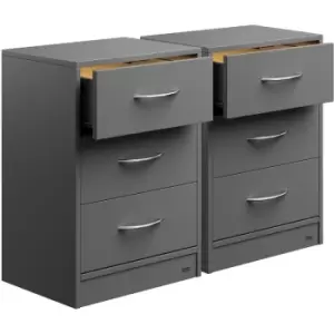 Image of Casaria Bedside Table With 3 Drawers 54x39x28cm Cable Routing Wall Mounting Box Spring Bed Bedroom Nightstand Anthrazit LED 2er (de)