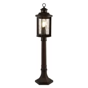 Image of Luminosa Lighting - Bollard Post Lamp, 1 x E27, Antique Bronze, Clear Ripple Glass, IP54