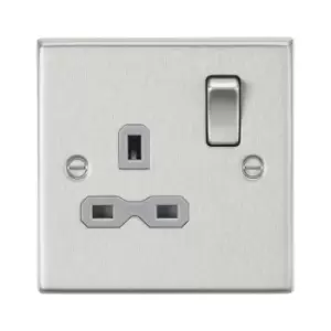 Image of Knightsbridge - 13A 1G dp Switched Socket with Grey Insert - Square Edge Brushed Chrome