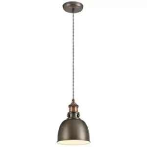 Image of Small Ceiling Dome Pendant, 1 x E27, Antique Silver, Copper, White - Luminosa Lighting