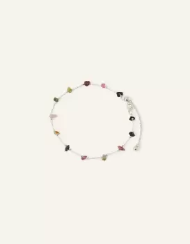 Image of Accessorize Womens Sterling Silver-Plated Stone Anklet, Size: 27cm