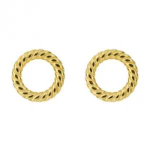 Image of Rope Pattern Open Circle Yellow Gold Stud Earrings E6215