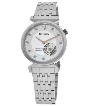 Image of Bulova Regetta Automatic Mother of Pearl Diamond Dial Steel Womens Watch 96P222 96P222