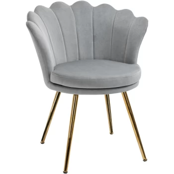 Image of Homcom - Accent Chair Modern Dining Chair Velvet-Touch Fabric Armchair with Gold Legs