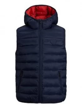 Image of Jack & Jones Junior Boys Hooded Padded Gilet - Navy