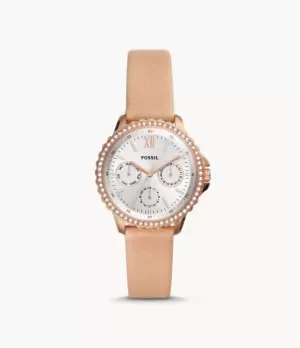 Image of Fossil Women Izzy Multifunction Blush Leather Watch