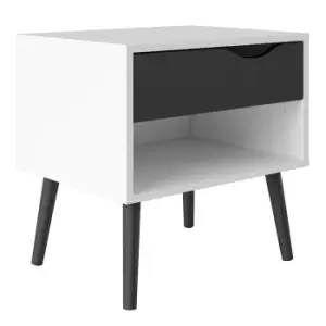 Image of Oslo Bedside 1 Drawer In White And Black Matt