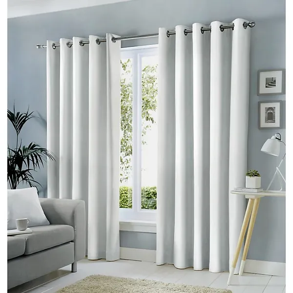 Image of Fusion Fusion Sorbonne 100% Cotton Eyelet Lined Curtains, White, 66 x 54" SNEWE66546LUU