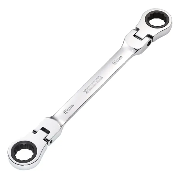 Image of Draper HI-TORQ Metric Flexible Head Double Ring Ratchet Spanner, 18 x 19mm