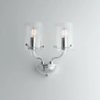 Image of Fan Europe Lighting - Fan Europe AURORA Wall Lamp with 2 Light Glass Shades Transparent 31x24x17cm