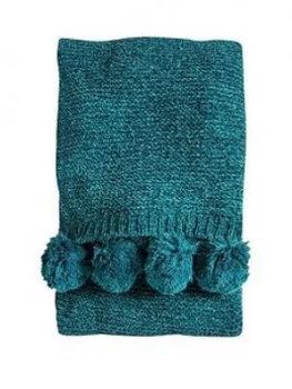 Image of Gallery Knitted Pom Pom Chenille Throw