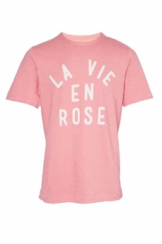 Image of Mens French Connection La Vie En Rose Life Tshirt Apricot