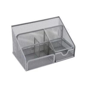 Image of 5 Star Office Desk Organiser Mesh Scratch Resistant with Non Marking Rubber Pads Silver
