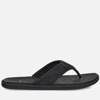 Image of UGG Mens Seaside Leather Flip Flops - Black - UK 7