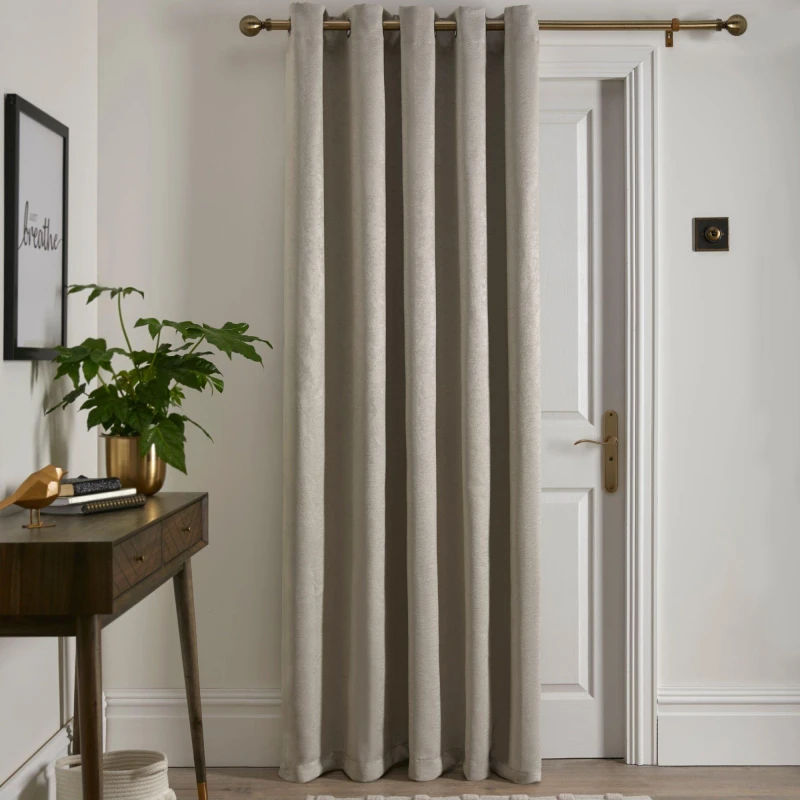 Image of Fusion Strata Single Panel Door or Window Eyelet Curtain Eyelet Curtains 66x84in Beige 38290804000