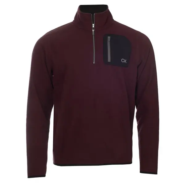 Image of Calvin Klein PLANET FLEECE HALF ZIP BURGUNDY - S