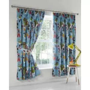 Image of Portfolio Home Kids Club Pirate Map One Pair Of Lined Curtains (66 X 72") With Matching Tie Backs