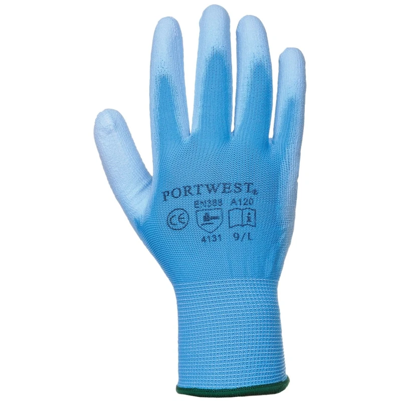 Image of Portwest PU Palm Coated Gloves (A120) Workwear in Blue Size: Medium Blue Unisex M