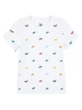 Image of Nike Kids Boys AOP Club Seasonal T-Shirt S/S, White, Size 5-6 Years