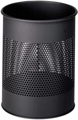 Image of Original Durable 15 Litre Metal Round Waste Basket Black A291059