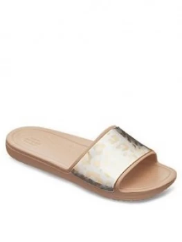 Image of Crocs Sloane Graphic Metallic Slide Gold Gold Size 4 Women