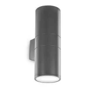 Image of Ideal Lux GUN - Outdoor Up Down Wall Lamp 2 Lights Anthracite IP54, E27