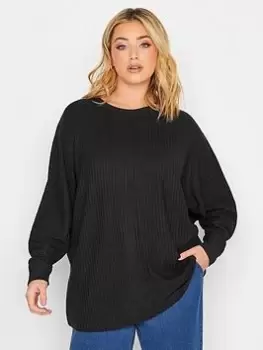 Image of Yours Soft Touch Ribbed Top - Black, Size 30-32, Women