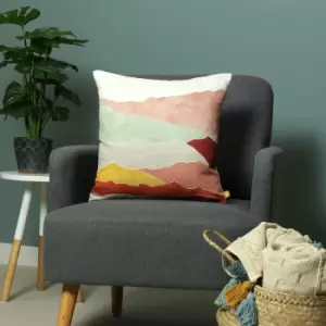 Image of Furn Wander Abstract Print Recycled Polyester Cushion Cover, Blush, 43 x 43 Cm