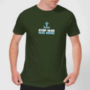 Image of Plain Lazy Stop War Hug More Mens T-Shirt - Forest Green - S