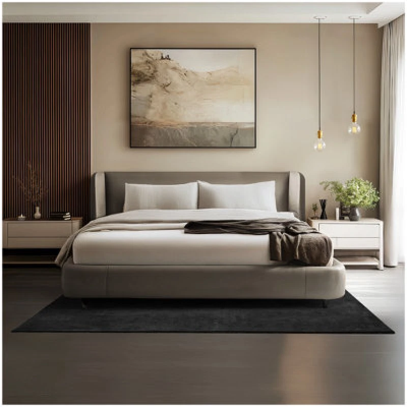 Image of Tectake Rug Zonelle - Short Pile And Ultra-Soft, Rectangular Or Round 140 X 200 Cm - Black