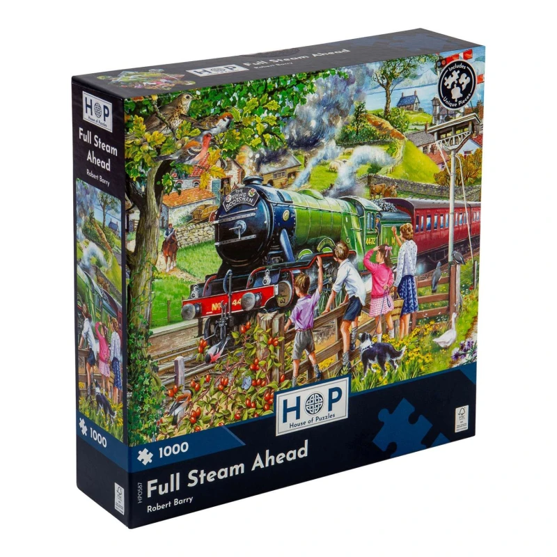 Image of The House Of Puzzles Full Steam Ahead, 1000 Piece Jigsaw Puzzle Multi unisex