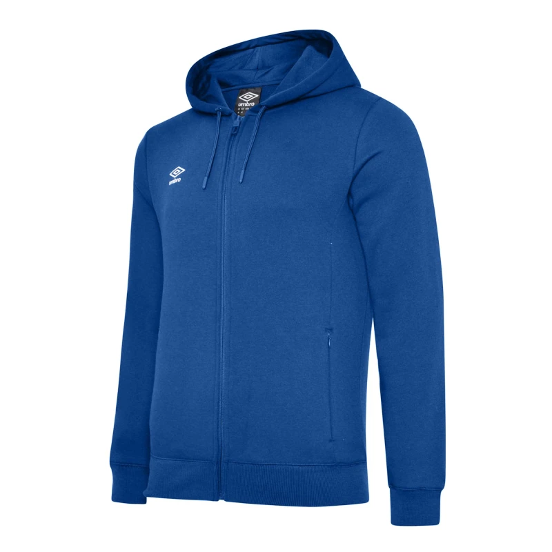 Image of Umbro Club Leisure Full Zip Drawstring Hoodie in Mid Blue Size: 11-12 Years Mid Blue Unisex 11-12 Years
