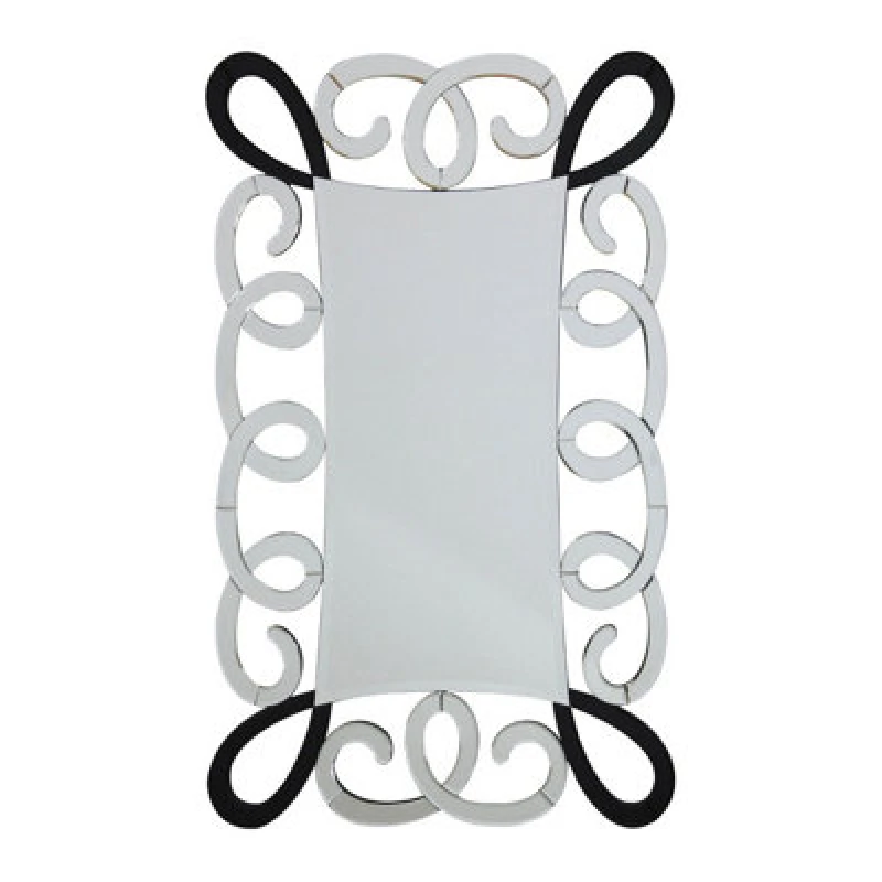 Image of Premier Housewares Vivienne Black and Silver Scroll Design Wall Mirror Silver