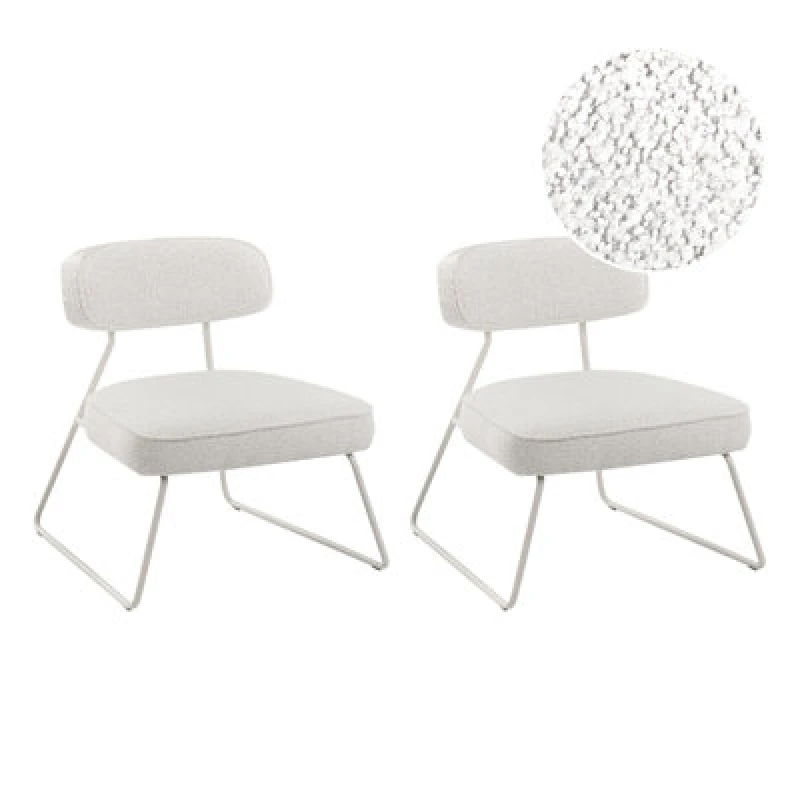 Image of Beliani Set Of 2 Fabric Armchairs Off-White Frovi