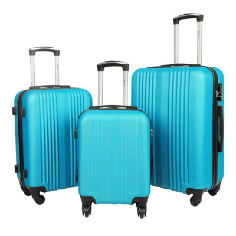Image of Groundlevel Turquoise Delta Stripe 3 Piece Luggage Set