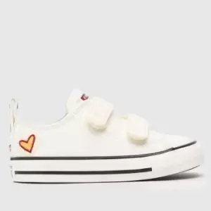 Image of Converse White All Star 2v Lo Valentines Girls Toddler Trainers
