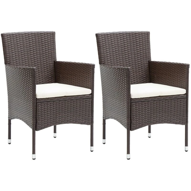 Image of VIDAXL Garden Dining Chairs 2 pcs Poly Rattan Brown Vidaxl 8720286917787